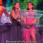 Nathalie Kelley Instagram - Sometimes being a “climate activist” or as I like to call myself a “Lobbyist for Mother Earth” - involves putting on a fully biodegradable raffia gown by @madeforawoman to charm and convince wealthy people to give away their money to save our planets biodiversity. Philanthropic giving will be so important in the next 7 years we have left to avert climate catastrophe - but currently only 2% of that giving goes to “nature” and even less makes it to Indigenous people who are protecting 80% of our planets biodiversity. Thankfully @leonardodicaprio and @rewild are leading the way - with big wins this last year by helping to protect the Yasuní National park from oil drilling and preventing the largest open pit mine being built in Panama - ALL though their partnerships with Indigenous activists and story tellers. ✊🏽🌳 COP has shown us that we can’t rely on world leaders - who are at this point powerless puppets beholden to big industries. We need orgs like @rewild and the worlds wealthiest people to start funding this work with private money. So if any rich people are reading this, this is the moment to leave behind a legacy that will stand the test of the time. Give back to the Earth all that money you have been hoarding to ensure that future generations get to breathe clean air and enjoy the abundance of biodiversity that most fortunes were built on squandering… wealth comes with great responsibility especially in an era where humanity’s survival is not guaranteed.. we cannot live in the world with no trees, acidic oceans, air choked with forest fires.. we don’t want to live in a world with no orangutans because their homes have been destroyed to plant monocultures of palm oil so we can eat @nestle chocolate bars. Biodiversity preservation IS our best defense against a rapidly changing climate and deterioration of our ecosystems. ✊🏽🌳 here’s to more wins in 2024 with the @rewild team and amazing activists like @ninagualinga 🌳🌳🌳
