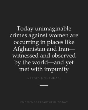 Nazanin Boniadi Instagram - The time has come to declare gender apartheid a crime.  

For decades, Iranian women have faced various forms of gender-based discrimination at the hands of the Islamic Republic. Systematically and purposefully, Iranian officials have advanced the subjugation of women, girls, and others through the use of all instruments and powers of the state. 

They have instituted a complex web of discriminatory, degrading, and dehumanizing laws, policies, and practices in stark contravention of international law – with women and girls facing limits and restrictions in all aspects of our lives, from our education and employment to our dress and bodily autonomy.  The suffering of Iranian women and society as a whole must not go unnoticed, and concerted efforts are required to ensure that justice and equality prevail. That is why I have written a letter to UN Secretary-General António Guterres, urging him to declare gender apartheid a crime against humanity.”

Nobel Peace Prize laureate Narges Mohammadi has written a letter from behind bars in Evin prison, where she is serving a 12-year sentence for “propaganda against the state,” among other things. Narges Mohammadi was awarded the Nobel Peace Prize 2023 for her fight against the oppression of women in Iran and her struggle to promote human rights and freedom for all.
 
Follow the link in our bio to read the full text.
.
#nargesmohammadi #ENDGENDERAPARTHEID
Photo credit Vahid Zare Zadeh