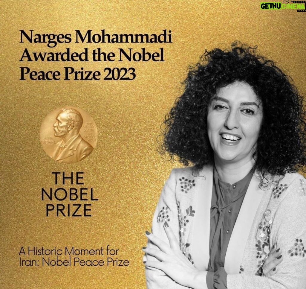 Nazanin Boniadi Instagram - Congratulations to #NargesMohammadi for receiving the 2023 #NobelPeacePrize. She is a fierce and persistent advocate for human rights in Iran and currently imprisoned for her courageous work. #WomanLifeFreedom