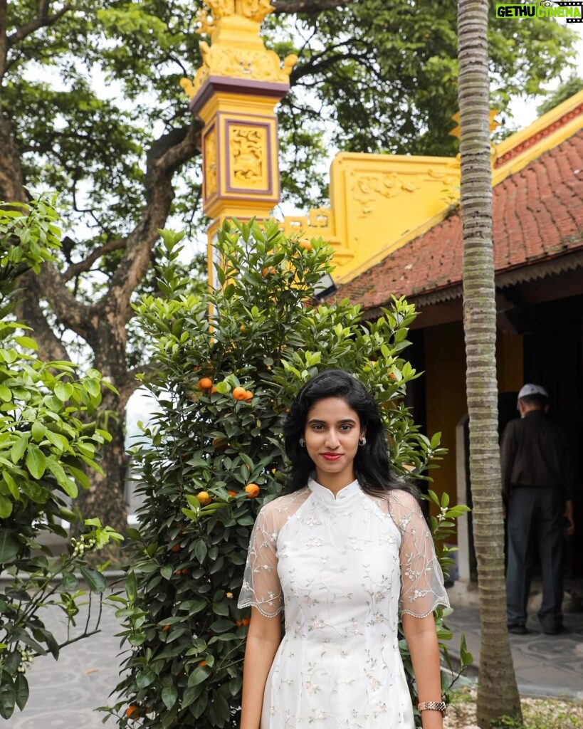 Neha Chowdary Endluri Instagram - One with the Vietnamese dress ! 🤍 #swipe #neha_nani #nehachowdary #vietnam #pagoda