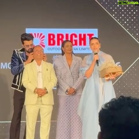 Neha Dhupia Instagram - Thank you @realbollywoodhungama for awarding me with THE MOST STYLISH MOULDBREAKING TALENT OF THE YEAR - FEMALE … When I was leaving home last night all dressed in my ice 🧊 blue outfit our baby girl said “ma you look like , ELSA “ … and I smiled back and said this Elsa Wil be home soon and tuck into bed with you. ♥️ Between being a princess in my baby girls eyes and breaking moulds jus by not trying to fit into any is where the magic 🪄 happens. . . Be urself , caus eventually that’s all that matters. Thank you @realbollywoodhungama @rohitkhilnani Neeraj sir @idohungama , Suleimaan sir @suleman_mobhani , Ryan @z3_us and the entire team for working tirelessly and putting up such a great show … this award means so much. 👗- @reik.studio 💄 - @sonicsmakeup @fouzikazi_makeupndhair @kapilcharaniya 📸