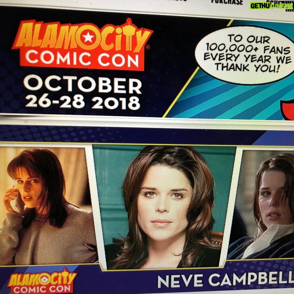 Neve Campbell Instagram - Can’t wait to go to this event this coming weekend. Looking forward to seeing old friends and new! @alamocitycomiccon