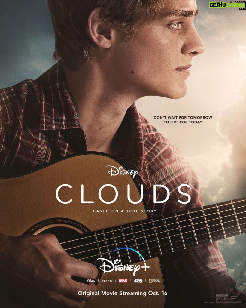 Neve Campbell Instagram - One song inspired the world. Clouds, an Original Movie based on the true story of Zach Sobiech, starts streaming Oct. 16 only on #DisneyPlus. #cloudsmovie