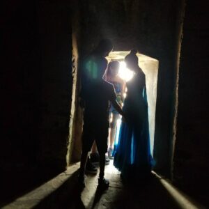 Nicole Ari Parker Instagram - Today my heart pounded as I stood in front of one of the two small windows...the only shaft of light..the only brief gust of wind inside the small female dungeon at #CapeCoastCastle. The spot that hundreds of shackled women surrounded by their dying sisters and children were forced in desperation to fight for... beg for..die for. 
A brief moment in the sun. 
A long visit to #CapeCoastCastle and #ElminaCastle was what I needed Sophie and Nicolas to experience. To see. To listen. To understand.
They are two of the last remaining sites along the GoldCoast that bear witness to over 300 years of the brutality and horrors of the slave trade. 
We saw the powerful Nkyinkyim  installation by artist Kwame Akoto-Bamfo depicting in terracotta the faces of people enslaved here.
We walked thru the Door of No Return, following the path our ancestors took as they boarded ships.
Then our guide #MrBlankson turned us around and we went back thru the same door...symbolizing our return.
 When we arrived at #ElminaCastle and Sophie saw the tiny door she had only read about..We stood in silence and then we prayed. 🇬🇭 Namanom yɛ hyɛ him ɛnyimnyam, yɛ da hom ase dɛ homdze bin aba fie.🇬🇭
Ancestors we honor you. We thank you for bringing us home.