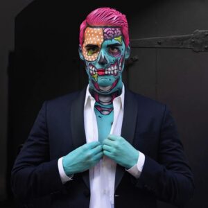 Nicole Faulkner Instagram - Throwback pop art zombie makeup on @raymondbraun 👻

#halloween #halloweencostume #zombiemakeup #facepaint #halloweenmakeup