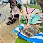 Nicole Franzel Instagram - Cabana day 🌞🏖️ aka chasing Arrow anywhere and everywhere until he tires (swipe to see the last pic 😂) I thought maybe I’d get a frozen mock tail and read my book when he napped but a nap was more beneficial for me as well 😜