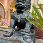 Nina Lu Instagram - My newest obsession is the fact that every traditional Chinese Lion statue pair has a female lion with a baby lion under her paw and a male lion with a ball under his paw!!! (Because women raise the young and men… get to play basketball??? 😀)