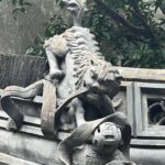 Nina Lu Instagram - My newest obsession is the fact that every traditional Chinese Lion statue pair has a female lion with a baby lion under her paw and a male lion with a ball under his paw!!! (Because women raise the young and men… get to play basketball??? 😀)