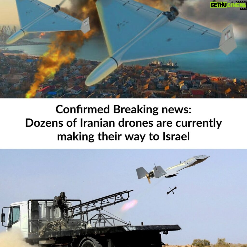 Noa Tishby Instagram - According to Israeli and US intelligence the Iranian attack on Israel has started. The attack drones, launched by Iran will take hours to get to Israel and are expected to get to there at between 2:30am - 5:30am israel time. Israel plans to intercept many of the attack drones outside Israeli air space with the help of the US, UK and additional allies. Update: also cruise missile have been launched. A senior American official told ABC: The United States estimates that a total of 400-500 drones and missiles will be launched towards Israel. They will be launched from Iraq, Syria, Lebanon, Yemen, and primarily from Iran.