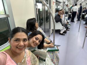 Nusrat Imroz Tisha Instagram - My first visit on Metro Rail with Honourable Prime Minister. 
Outfit: @meherofficials 
#tisha #nusratimrosetisha #imrose #metrorail #withpm
