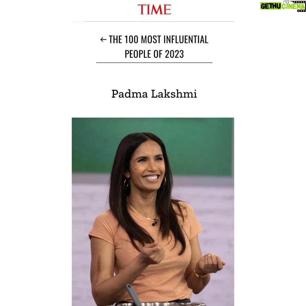 Padma Lakshmi Instagram - It’s truly an honor. Thank you, #TIME100 ❤️