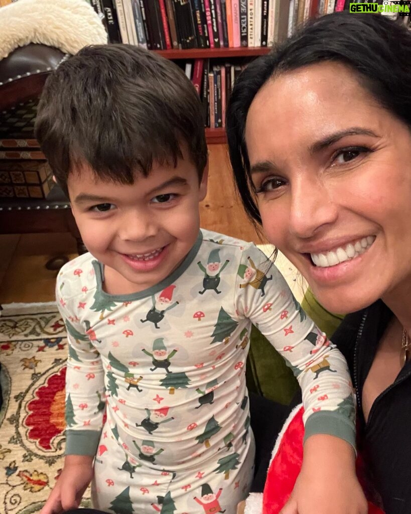 Padma Lakshmi Instagram - Onesie mania Chez Lakshmi this Christmas!!