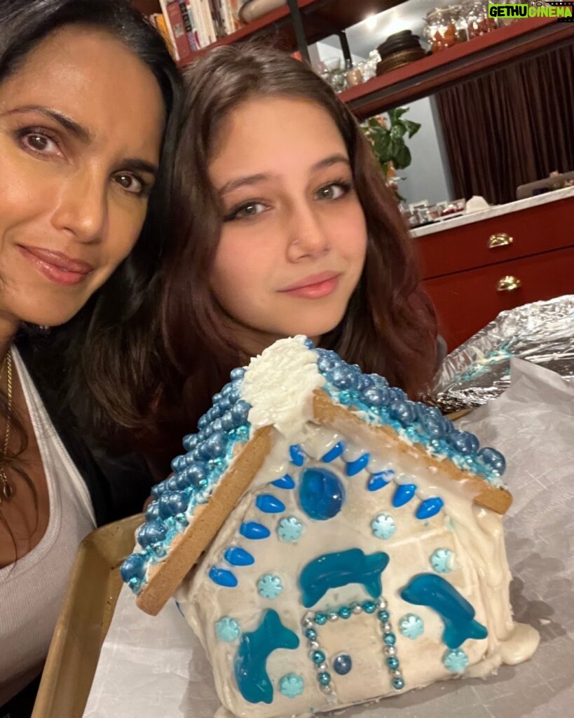 Padma Lakshmi Instagram - We are Christmas fundamentalists – nothing to do with Jesus for us, just candy canes, twinkly lights, hot chocolate, gingerbread houses, mistletoe, and cookies.