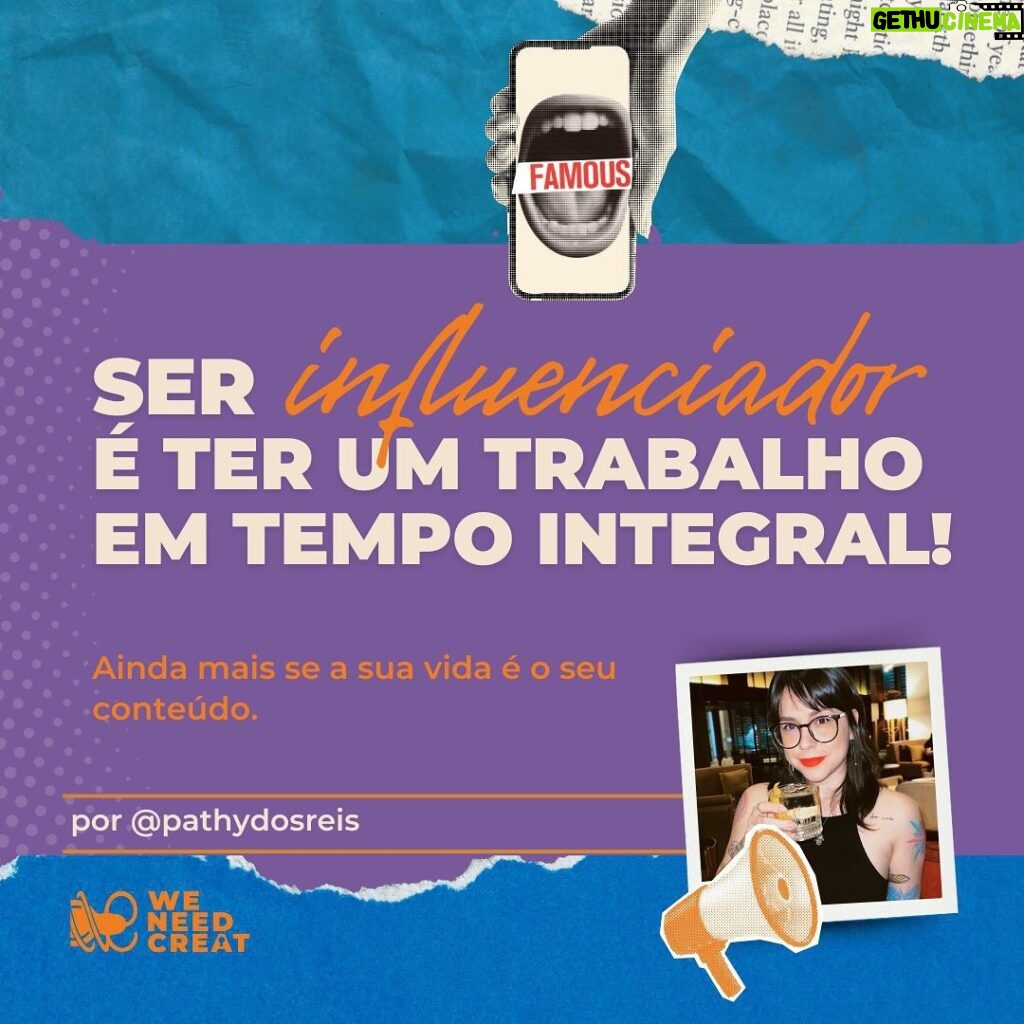 Patrícia dos Reis Instagram - Por: @pathydosreis Na minha rotina como influenciadora, é difícil traçar limites entre trabalho e lazer. Quando se trabalha com criação de conteúdo, a gente quer aproveitar todos os momentos pra produzir: seja conteúdo de viagem, os filmes que estamos vendo, um jantar num lugar legal. E quando até os momentos de descanso viram trabalho, a gente acaba colapsando. Se tudo é preciso postar (e responder), que horas a gente de fato desliga? A gente não desliga? É por essas - e outras - que vira e mexe vemos algum influenciador entrando em burnout. E não me entendam mal, eu amo minha profissão e sei que ela tem muitos benefícios, seja não precisar pegar condução lotada todos os dias, ou ter flexibilidade pra resolver questões pessoais. Ainda assim, esses limites entre o que é Pessoa Física e o que é Pessoa Jurídica ainda é um desafio. Não só pra mim, mas pra vários colegas de profissão. Como vocês enxergam o tema?