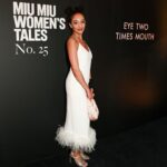Patricia Allison Instagram - Once upon a time with Miu Miu. ✨As I open my show today (Jules&Jim at JST) I am reminded of this wonderful premiere of ‘Eyes Two times Mouth’ back in feb {15.02.23} of Miu Miu’s Women tales - giving voices to women in our industry & allowing them to sing… thank you so much to my glam team for pulling out the stops to match the game of this dress. @stefanbertin - Hair 💋 @carolinebarnesmakeup - MU @chiaraballisanails BTS PICS - @essbeephoto ✨🧡 #allaboutintimacy #JulesandJim #jermynstreettheatre #miumiu #foreveramiumiugirl
