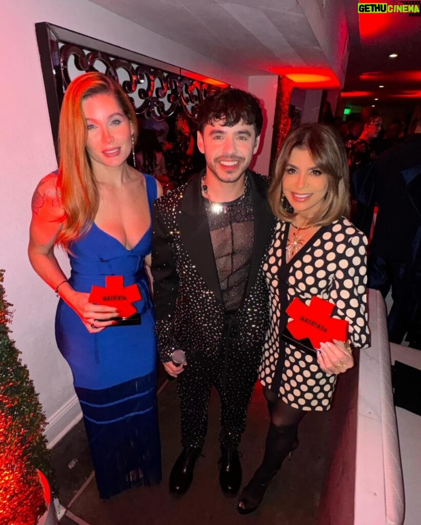 Paula Abdul Instagram - Feeling so incredibly blessed to have received the Straight Up Ally Award at the @queerty Awards ♥️ The LGBTQ community has always held such an enormously large place in my heart, soul, and being. They have truly been such magnificent allies to me, which I’m eternally grateful for. I loved getting to see so many wonderful humans last night, including my dear friend Evan Lamberg, who is part of @loveloudfest Foundation that helped put on this event, and @davidarchie, that performance was EVERYTHING to me! Thank you #Queerties, continue to shine bright, I love you all! 💋🏳️‍🌈  XoP  Makeup: @callitodeh Hair: @hair.by_jen Dress: Vintage @emanuelungaroparis Photos by @stevenonthescene and @kitkarzen