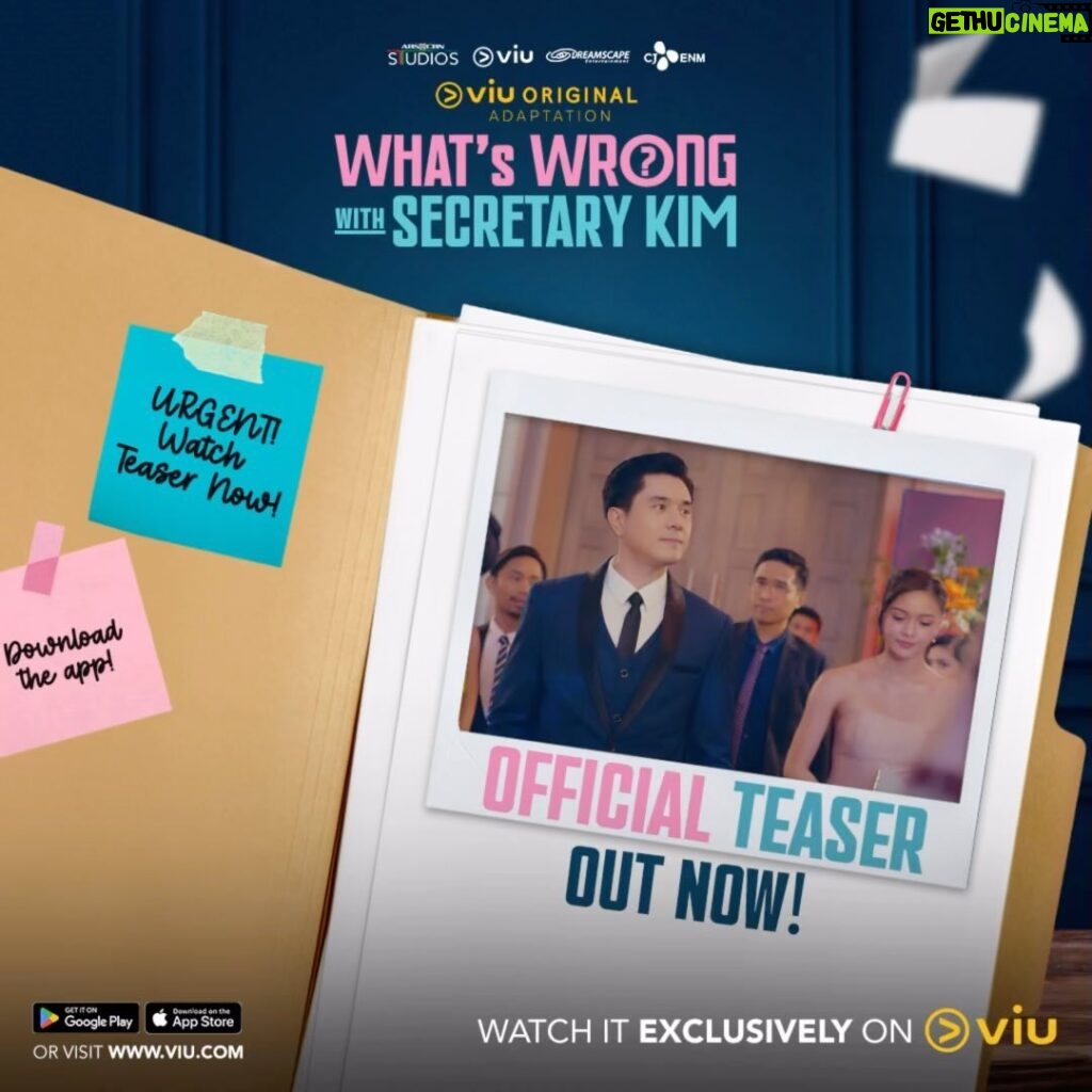 Paulo Avelino Instagram - Kicking off the kilig fest! #ViuOriginalAdaptation #WhatsWrongWithSecretaryKim official teaser is out!! Download the app and watch it EXCLUSIVELY and #FirstOnViu! #WWWSKTeaserOut #KimPauWWWSK Teaser #KimPau #KimPauOnViu