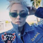 Pom Klementieff Instagram - 🪂👹✈️🦈🎉 @vintageonhollywood found me a fun vintage jacket perfect to wear on the drop zone 🥰