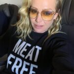 Portia de Rossi Instagram – This is one way to avoid being asked the question, “chicken or beef?” on a plane. #herbivorousbutcher