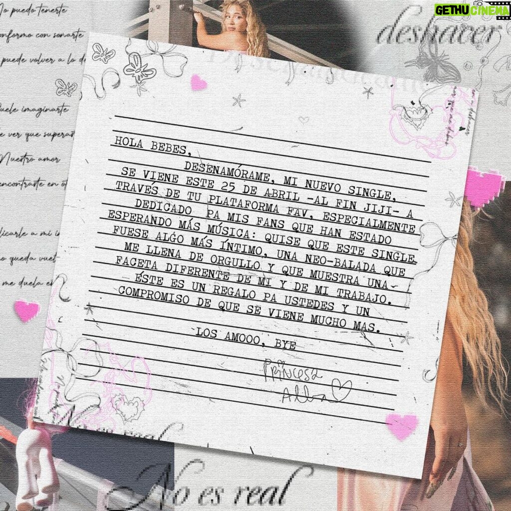 Princesa Alba Instagram - Les dejé una notita con mucho amor pa que la lean. DESENAMÓRAME, 25.04.
