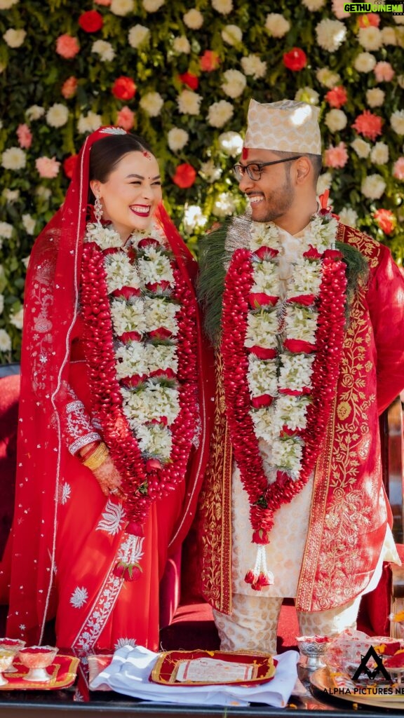 Priyanka Karki Instagram - So these two beautiful souls got married two years ago and oh what a beautiful wedding ceremony it was! Intimate! So heart-warming! Filled with love and only love♥️ So after about a year of their marriage Leela asked me if I could edit their wedding video using this track. I said “DONE”, it’ll be your anniversary gift! So this edit is especially for the two of you ♥️ Happy Anniversary to my most favorite duo in the whole wide world! My dearest bhai abd pyari Leela 😘 I love you guys ♥️ Videography - Alpha Pictures Nepal Editing - Me ✋ Color correction - My dear Husband Wearing - Siwangi Pradhan Jewelry - KajalNaina (the green set) Decor - Ferns and Petals