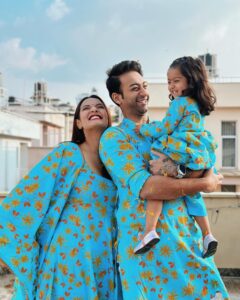 Priyanka Karki Instagram - Showing off our bright side today 🦋 Thank you @shiborinepal__ for our gorgeous festive Tihar outfits 💙 We absolutely loved them ⭐️🤍