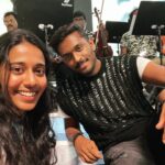 Priyanka N. K. Instagram - We look cool in this 📷 🎤 Comment ‘♥️’ below if you’d like us to work on another song ? #highonu1 #singers #concert #rehearsals #tb #TeeJaymelody #ManasaraSollu #PriyankaNk