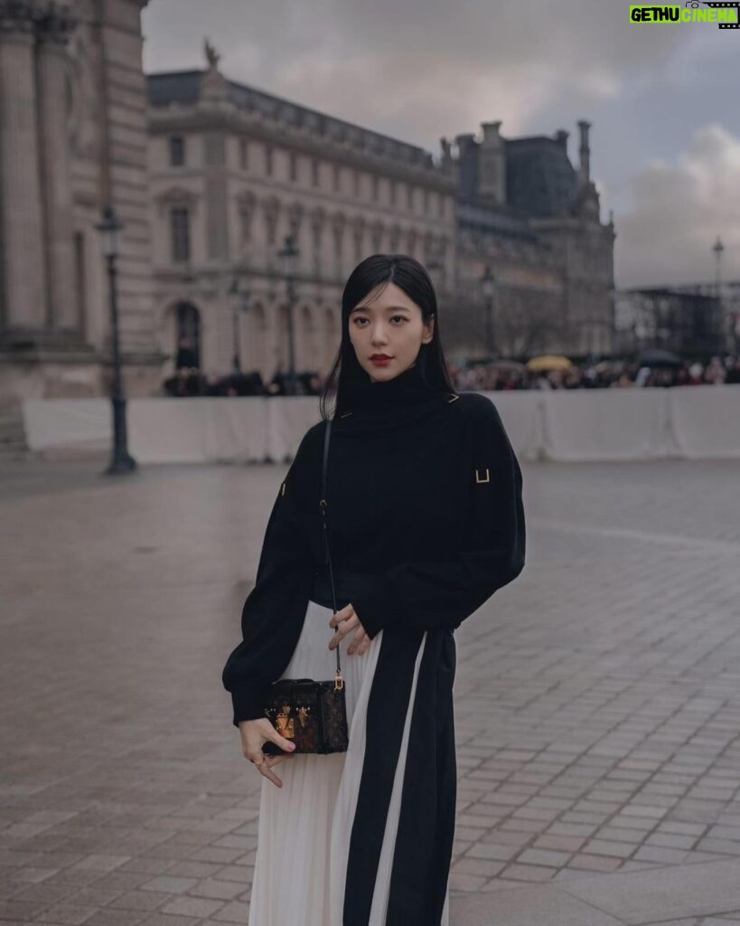 Puff Kuo Instagram - 🤍🩶🩵 Beautiful night in Paris. . . . #LVFW24 #louisvuitton @louisvuitton @nicolasghesquiere #nicolasghesquiere