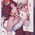 Qing Han Instagram - 👑♥️Queen of Hearts ♥️👑 • • • Thanks for coming to the stream for this guys~~ I pretty much did almost all the colours on stream, I think? Now I just need a good webcam so I can stream the pencilling part too, one day... I dunno why I keep posting on days I gotta go to rehab lol...I'm so tired argh. Saaaave meeeee I don't wanna goooooo 😂😭😭....also to the doctor's appointment afterwards....u_u;; • • • #art #illustration #aliceinwonderland #queen #skull