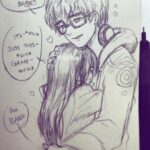 Qing Han Instagram - After playing a sad game MC needs a Seven-hug. 😢 • • Who am I kidding, all of us who finished the secret endings need a hug. I was trying to find comfort in drawing some 707xMC but my hand wouldn't keep steady. My hand is wobbling out of sadness. Sorry I only have rough sketches these days...ughhhhnnn • • #deletinglater #mmtrash #mysticmessenger #707