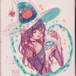 Qing Han Instagram - Flower Tea hat 🌺💫 • It's ma birthdayyyyy 😁~ The only time I feel shameless enough to kinda promote my kofi page a little bit @-@~ if you enjoy my content, please consider buying me a kofi? Which I will then just buy tea with. But also coffee. I drink both 😆. link in my profile. Thank you guys so much for even just sticking around 💕 ~ sorry I haven't been posting as frequently as I even want to >_<~ I'm def gonna try to draw more and hope I can ignore my back pain into oblivion 😂~ In the mean time, I do post more random scraps of doodles or processes on Twitter. I don't know why but I feel like I can just chuck random stuff on Twitter; maybe it's cause the interface isn't the best for art posting anyways lmao~ • My next heart CT is in a week and half, and I'm already nervous af. Trying not to think about what will happen if the drugs I'm trying doesn't work 😵~ gotta be positive and just ignore these thoughts hahaha~ Ps, forgot to add that that the tattoo was inspired by @zihwa_tattooer . I wish I could get one from her haha..unfortunately blood thinners, low immunity and tattoos don't mix xD;; • • • • #illustration #witch #stars #tea #coffee