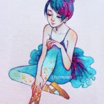 Qing Han Instagram - Magic ballet shoes ✨✨ • • • Edited an old thing in the way I like. I'm getting better at editing these things and make them feel more natural than before haha...well, I think? 😂 Those are real gold ink and gouache paint though lol~ 🎨 xD sorry, I just love this color combo....I tried adding green...ugh...no plz....😂😭