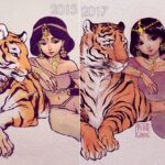 Qing Han Instagram - 2015 vs 2017 • • Sometimes I like to redraw my old stuff to see if I could improve upon it or just to see how my style has changed xD~ I think I got better with the animal drawing and I personally kinda like her face better haha~