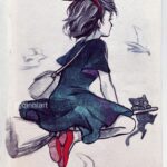 Qing Han Instagram - Kiki~🎀 • edited an old thing. I realized her inked dress looked kinda...spacey... Hahaha...so I added some blue and purple, oops 😝~ a classic Kiki haha 💕