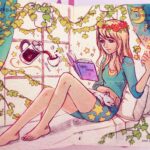 Qing Han Instagram - Luna's morning coffee ✨☕️🐈 • Some old Luna Lovegood sketch that I tuned up and recoloured. I sorta lost the old colour psd file for this picture....😢 😴 #harrypotter #lunalovegood #witch