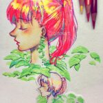 Qing Han Instagram - Offhand doodle vs Redo with more stuff added. You can probably tell which is which xD~ • Experimenting with some mediums I bought on a whim. The colours of the hair is actually brighter in real life because it's luminescent paint. I have a video of this which I'll edit later haha...took about an hour and a half? I wasn't sure what I was doing tbh 😂~ The leaf thing was a digital edit though haha~ just having fun at 1am....oh god it's already 1am. Gnight.