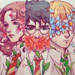 Qing Han Instagram - 🙉🙊🙈 • • • Fixed up and coloured an oldie. Based on the old Japanese "see no evil, hear no evil, speak no evil" (though the concept originated in China by Confucius, where it was shortened and brought over to Japan) • Ps. I chose Draco because he was so blind to all the faults and problems of his world until the last two books. I just like him better as a character; there's just more development and depth to me. Apologies for breaking up the golden trio 😆~ I debated with myself for a while today whether I should change it to Ron but I decided to stick with Draco and his narcissus flowers. You can think of this as the people who were trapped in Malfoy Manner~ - Pps. Hermione's got peonies, representing the riches and wealth of her mind which is coming out of her ears. Her theme doesn't have as much to do with deafness as much as the other two's speechless or blindness...except perhaps if her parents knew she was going to obliviate them, their protests would've probably fallen upon deaf ears.... - Ppps. Harry has lilies, and it's over his mouth representing the way he had no say over his life and by the end everyone was trying to silence him ("I shall not tell lies"). • • • I wish I had more time to do my own stuff this week but I got a deadline for the book cover coming up~~ and it's penguin publishing so i didn't wanna say no xD~