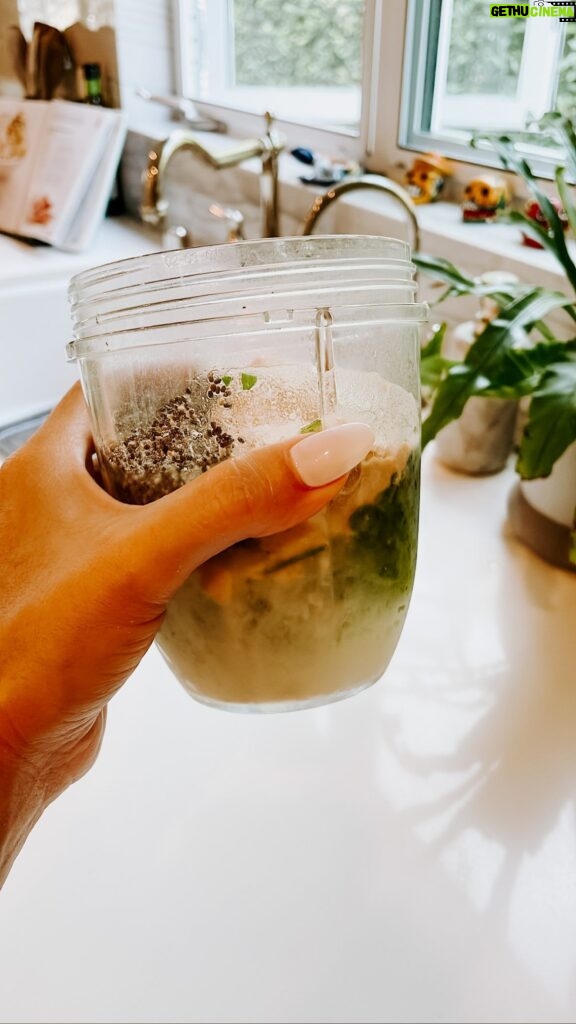 Rachel Hollis Instagram - My Green Smoothie remains (much to my amazement) one of my most asked about habits. You can find the whole recipe on MsRachelHollis.com if you’re looking for ways to add some more greens/protein/seeds/supplements to your life. No ads. No affiliate links. Just my real routine. 🌱