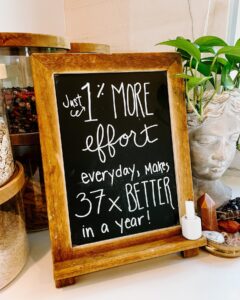 Rachel Hollis Instagram - Just 1% more effort everyday, leads to being 37 times better by the end of the year. This stat never ceases to inspire me. This weeks kitchen board inspired by one of the many bits of wisdom I’ve learned from @jamesclear