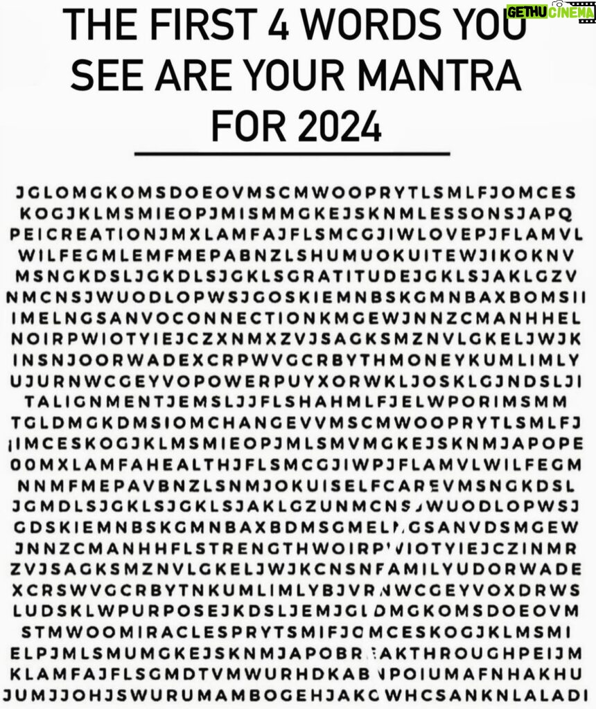 Rachel Zoe Instagram - First 4 words you see are your mantra for 2024 🙏🏻❤️ Mine are CREATION, POWER, LOVE and HEALTH . What do you see?? Please share ⬇️ 👇