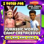 Raini Rodriguez Instagram - Great news, Camp Fam 🦖 Jurassic World: Camp Cretaceous has been nominated for a #KidsChoiceAward for Favorite Cartoon! You can go to the link in my bio and cast your vote now 🦕 • @dreamworkstv @nickelodeon @kidschoiceawards
