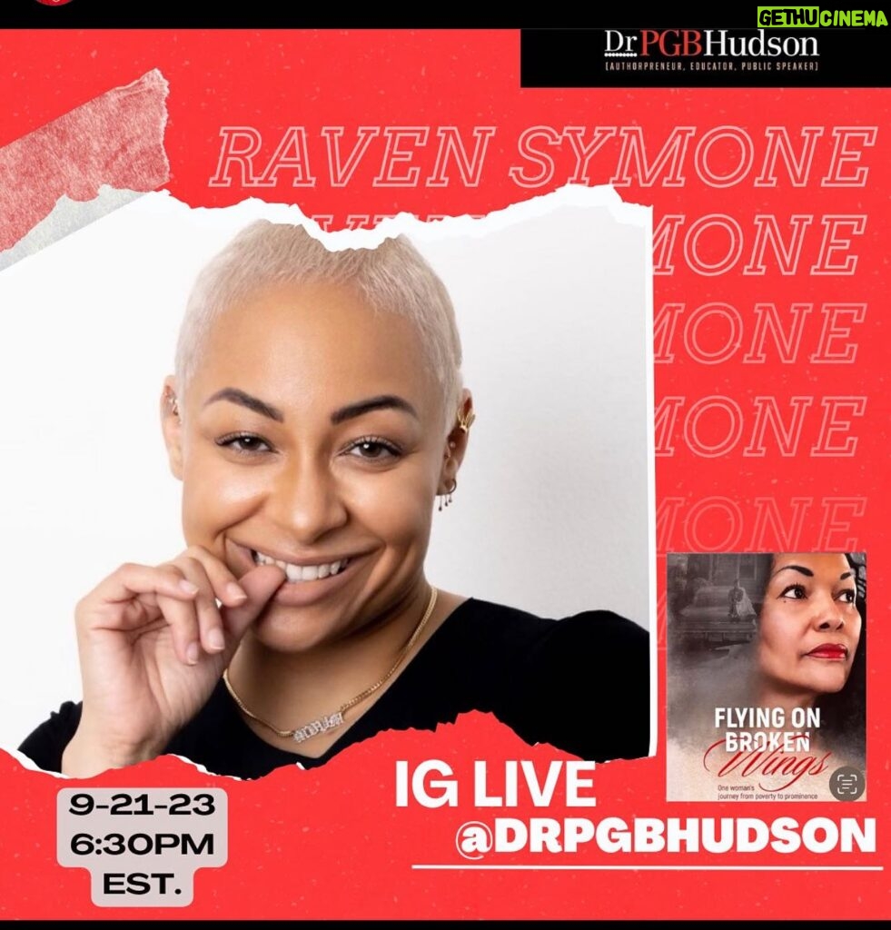 Raven-Symoné Instagram - @drpgbhudson and I will be discussing life, love and career today. In honor of her amazing book #flyingonbrokenwings please join us on her page! (3:30 La time—6:30 NY time)