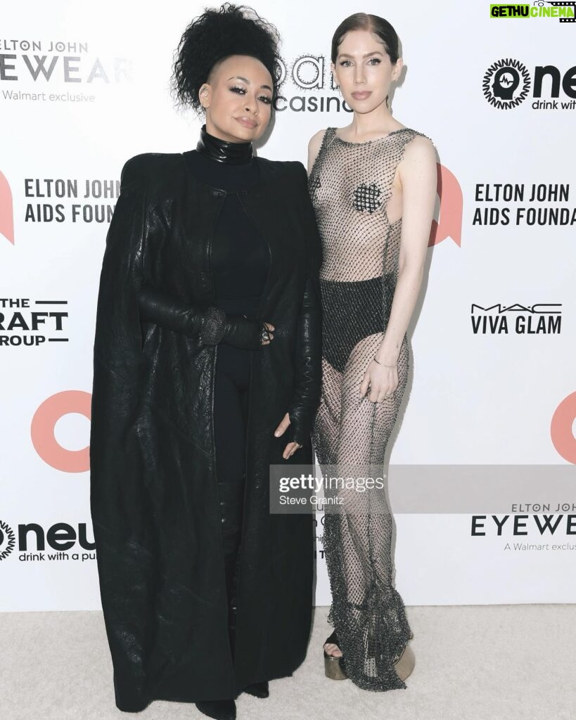 Raven-Symoné Instagram - @mirandamaday and I went to the Elton John AIDS foundation party last night! Styled by: @jskystyle Custom cape and gloves: @breabstar Boots by: @afffair.fff Beaded dress: Vintage. Hair by: @cree8tivelooks Makeup: @adamchristophermakeup