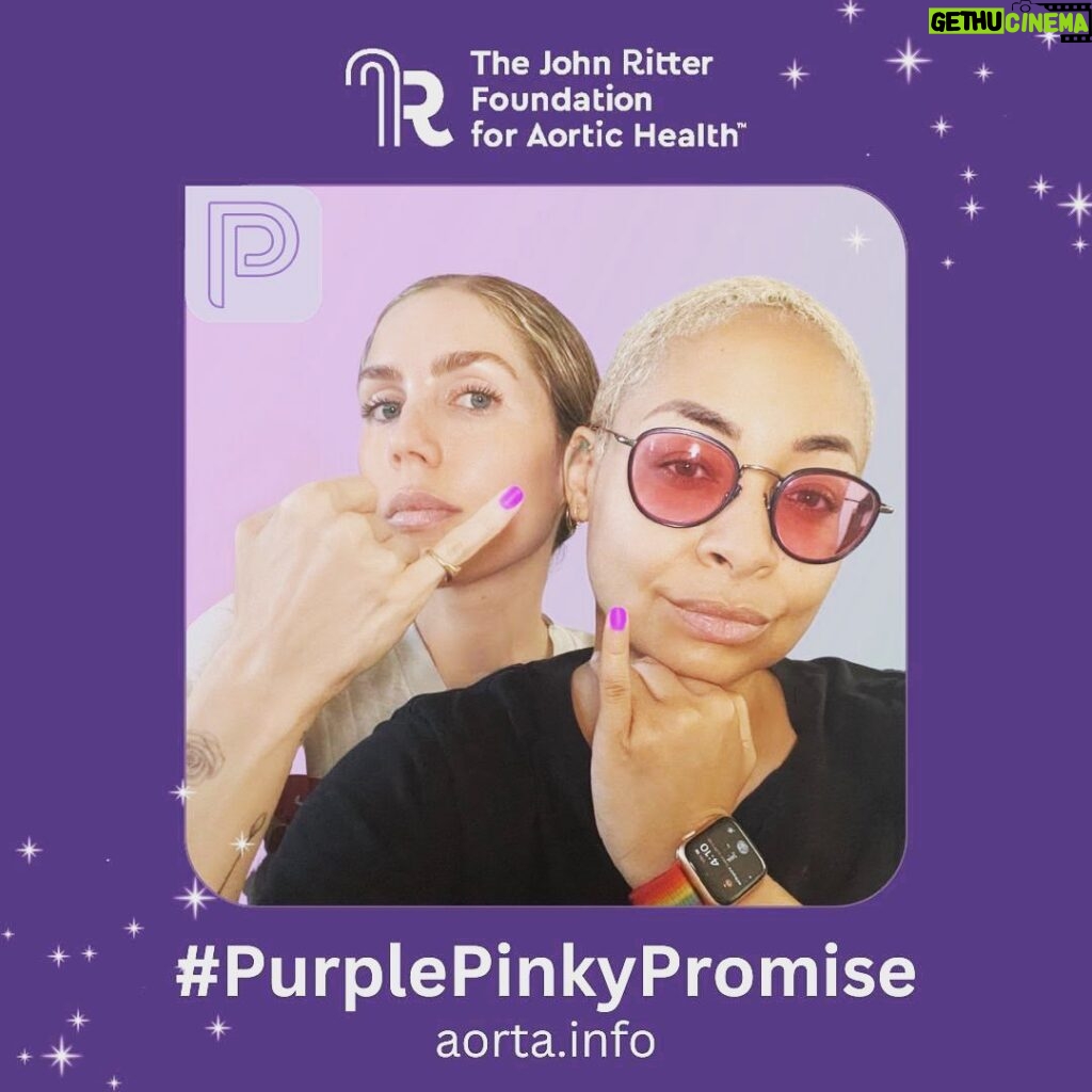 Raven-Symoné Instagram - #PurplePinkyPromise #aortaed #johnritterfoundation #johnritter. Aortic Dissection Awareness Week 2022 is September 18TH – 24TH If you wish to help further cutting-edge research and raise awareness of Thoracic Aortic Dissection, please donate at www.johnritterfoundation.org