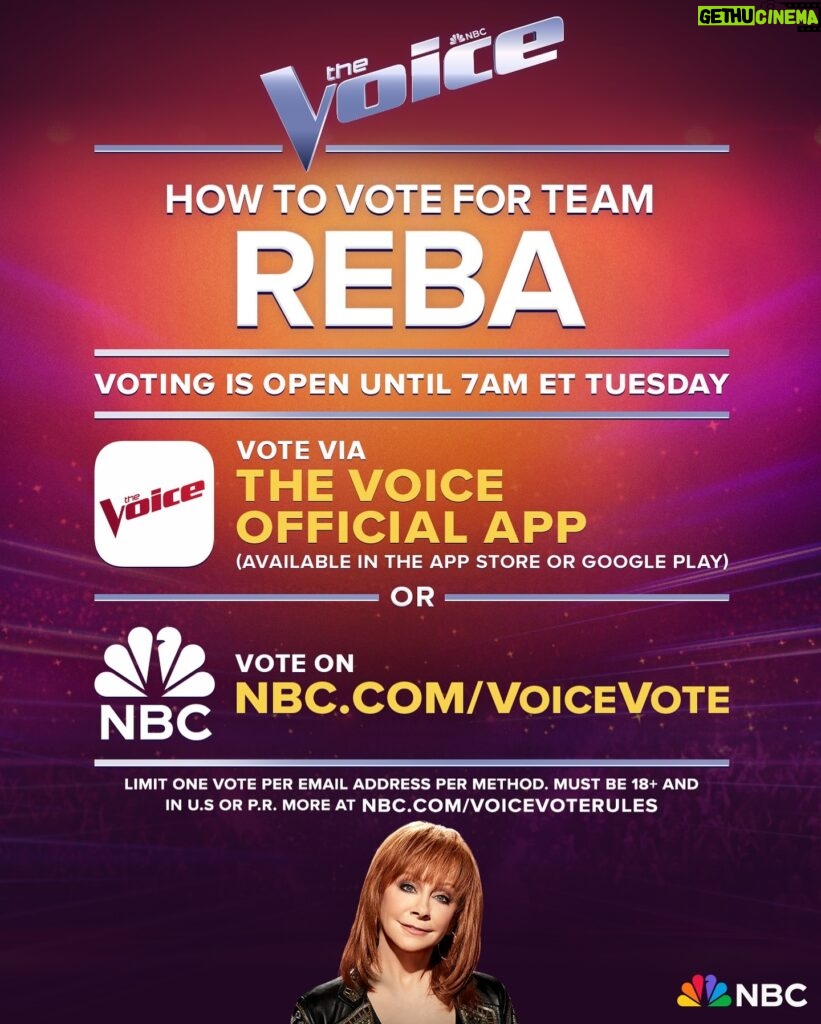 Reba McEntire Instagram - Now’s the time, y’all! Voting is open until 7am ET #TeamReba