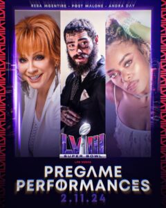Reba McEntire Instagram - Your Super Bowl LVIII Pregame Lineup: National Anthem: @reba America The Beautiful: @postmalone Lift Every Voice and Sing: @andradaymusic See you on February 11th 🔥 @rocnation 📺: #SBLVIII on @nfloncbs