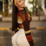 Rebecca Chen Instagram - @FashionNova 🤎which pic is your fave? 🔍 So Groovy Crochet Bolero Sweater - Brown