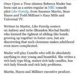 Rebecca Mader Instagram - I am beyond thrilled to be a part of this pilot LIKE FAMILY for NBC! This is going to be so much fun!🌟