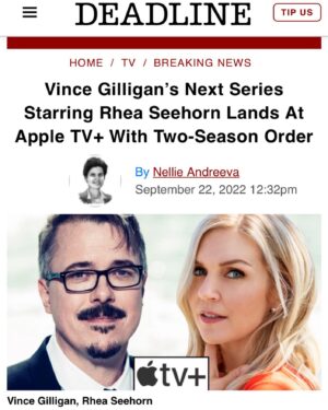 Rhea Seehorn Instagram - I AM OVER THE MOON EXCITED TO ANNOUNCE…

EXCLUSIVE: The biggest TV project to hit the marketplace in quite a while has landed with the biggest series commitment in quite a while. Apple TV  has nabbed the new show from Breaking Bad creator and Better Call Saul co-creator Vince Gilligan, which has Better Call Saul star Rhea Seehorn attached to play the lead. The untitled project, described as a blended, grounded genre drama, has received a two-season straight-to-series order from the streamer.

Hailing from Gilligan’s longtime studio home, Sony Pictures Television, the new series marks Gilligan’s followup to the back-to-back critical and ratings hits Breaking Bad and prequel Better Call Saul. It also marks Gilligan’s second collaboration with Better Call Saul star Seehorn, who landed a 2022 Emmy nomination for her acclaimed performance on the show.

Gilligan will serve as showrunner and executive produce through his High Bridge Productions. Former Sony Pictures TV President Jeff Frost, who oversaw the project prior to recently stepping down from his executive post, will also executive produce, along with Diane Mercer. Jenn Carroll is producing for High Bridge Productions.

📸 @mathieuyoung