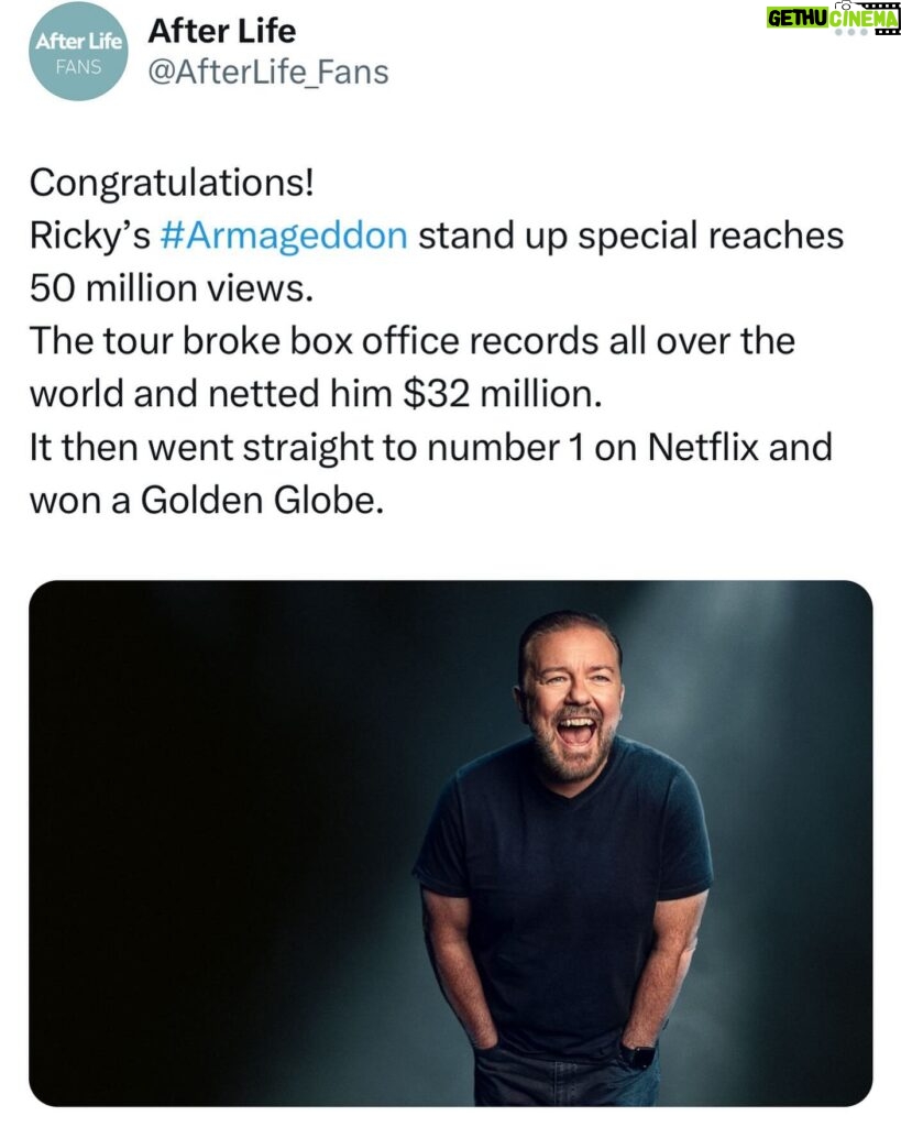 Ricky Gervais Instagram - Best fans in the world ❤️
